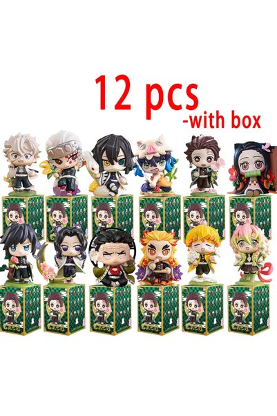 BANDAI Random 12pcs Caja ciega de Anime Demon Slayer, figura de dibujos anima...