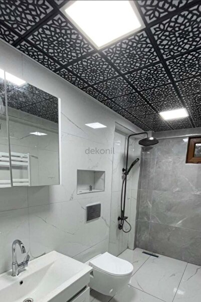 Dekonil Lotus Siyah Clip-in (Klipin) PVC Asma Tavan Kaplama Paneli 30*30 cm -...