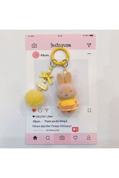 Choice B New Miffy Cute Creative Fashion Plush Keychain Portable Decorative R...