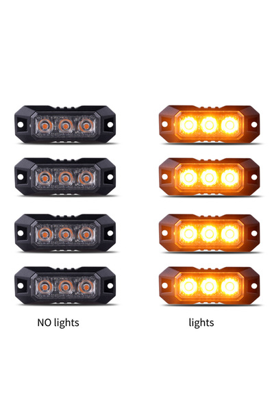 Choice 4PCS Yellow 4pcs 3Led Strobe Warning Light Strobe Grille Flashing Ligh...