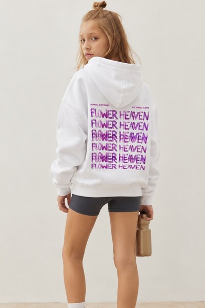 The Champ Clothing Kız Çocuk Oversize Hoodie Sweatshirt Flower Heaven Baskılı...