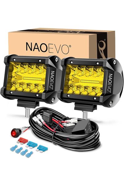 Choice أضواء LED صفراء NAOEVO مقاس 4 بوصات، قطعتان، إضاءة مركزة وواسعة، أضواء...