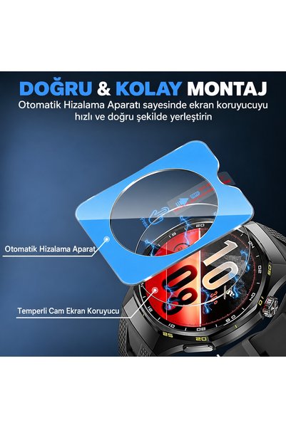 Dexmon Huawei GT7 Pro / GT6 Pro / GT5 Pro 46mm Uyumlu Kolay Uygulama Aparatlı Cam Ekran Koruyucu