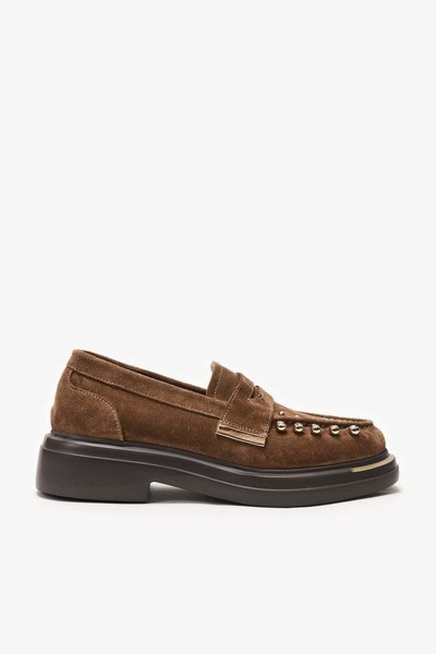 Louis Cardy Ophira Sigaro Suede Leather Loafer with Piercing Detail