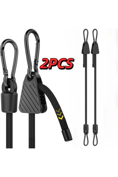 Choice قطعتان من حبل مطاطي أسود قابل للتعديل من 1-6 قطع مع خطافات، بطول 7-48 ...