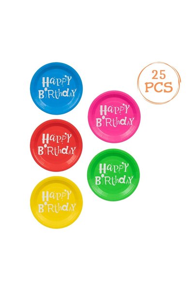 OEM Farfurii de Petrecere Colorate Happy Birthday 18cm, 25buc – pentru aniver...