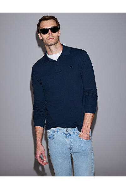 Pierre Cardin سترة رياضية أساسية ضيقة باللون الأزرق الداكن 50333998-VR033