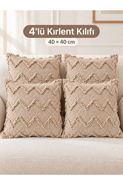 Faiend Zigzag Desenli Şönil Jakarlı Dokuma Dekoratif Kırlent Minder Kılıfı Gi...