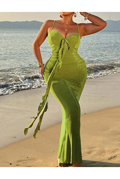Sheya Curve+ μάξι φόρεμα, πράσινο