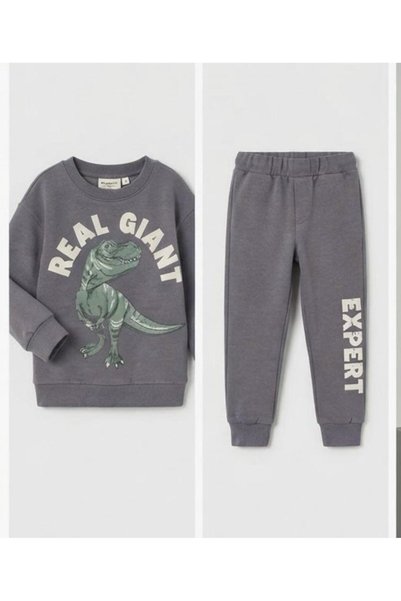 Liliboom Kids Real Gi̇ant Lettering Printed Embossed Unisex Tracksuit Set