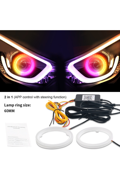 Choice 60 مم 2 قطعة حلقات هالو LED للعين المقدمة DRL للمصابيح الأمامية 60 مم ...