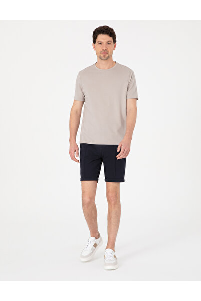 Pierre Cardin شورت محبوك باللون الأزرق الداكن بقصة عادية 50310567-VR033