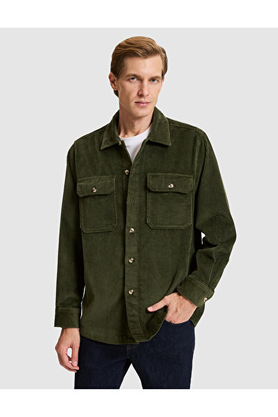 Pierre Cardin Dark Khaki Comfort Fit Long Sleeve Shirt 50317525-Vr111