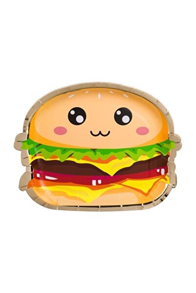 OEM Farfurii de Carton Burger 3D Colorat cu Folie Aurie 23cm, 6buc – pentru a...