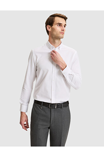 Pierre Cardin White Customize Fit Long Sleeve Shirt 50331450-Vr013