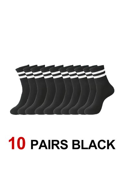 Choice 35-44EU 10 Pairs Black 10/20 Pairs Neutral Solid Color Round Neck Sock...