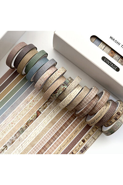 Choice Brown 20 Rolls/Box Retro Vintage Washi Tape Floral Plaid Patterns DIY ...