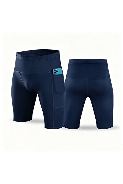 Choice XL navy Men's High Waist Compression Running Shorts Quick Dry Breathab...