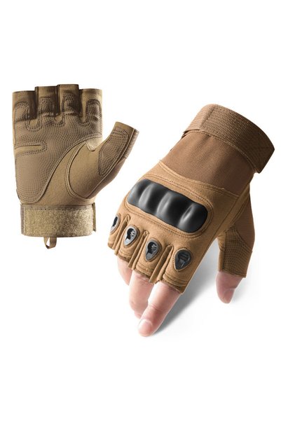Choice XL Z903 Brown Outdoor Tactical Gloves Motorcycle Gloves Half Finger Mi...