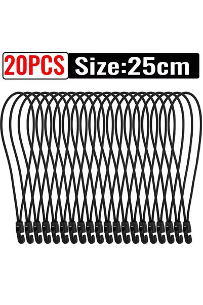 Choice 20PCS-25cm 20-5Pcs Elastic Bungee Ropes With Hook Multipurpose Bungee ...