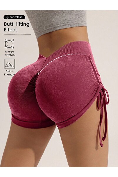 Choice S wine red Matte craft summer three part pants yoga pants women's draw...