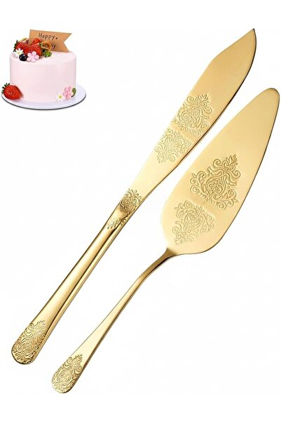 GENERAL Cake Knife and Server Set, Premium Thick Stainless Steel with Rounded...