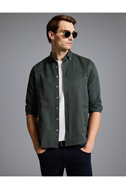 Pierre Cardin Koyu Haki Slim Fit Uzun Kollu Gömlek 50325365-VR111