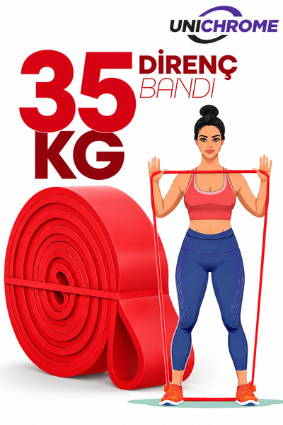 35 KG Kırmızı Direnç Bandı Kas Geliştirme Lastiği Fitness Pilates Cross Training Bant