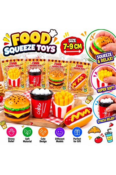 SHOP LIKE A PRO Jucărie Squishy Fast Food cu Gel, Moale și Antistres, 7–9 cm,...