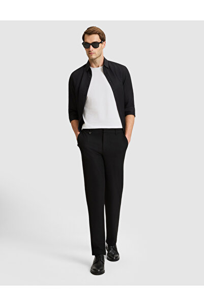 Pierre Cardin بنطلون قماش أسود ضيق مصمم خصيصًا 50327097-VR046