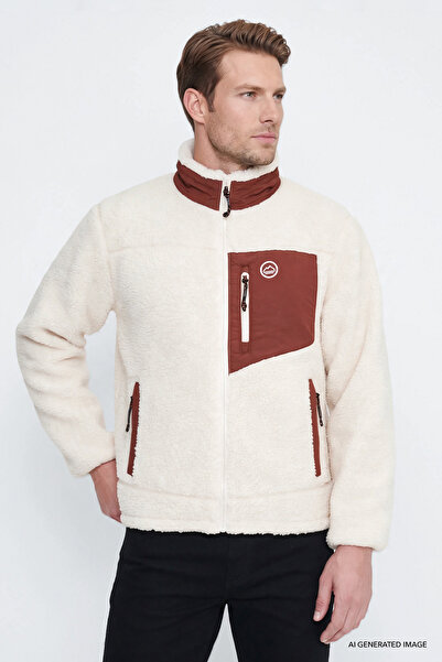 WRANGLER Regular Fit Normal Cut Mock Neck Full Zippered Pocket Sherpa Sweatsh...