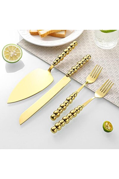 Yelajoy 4 PCS Pearl Wedding Cake Knife and Server Set, Stainless Steel Pizza ...