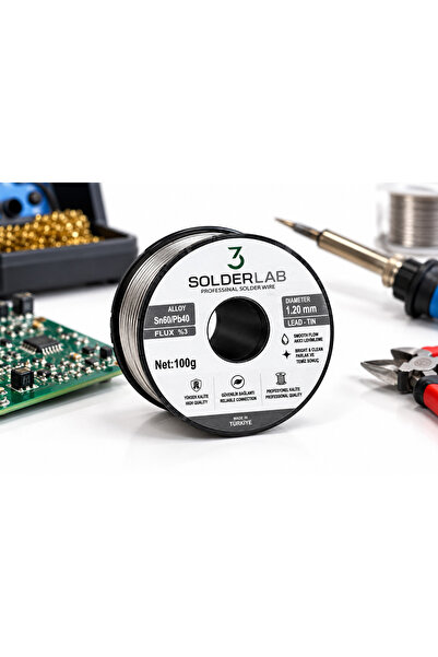 Sn60Pb40 Lehim Teli 100 Gr 1,2 Mm %3 Flux Elektronik Lehimleme