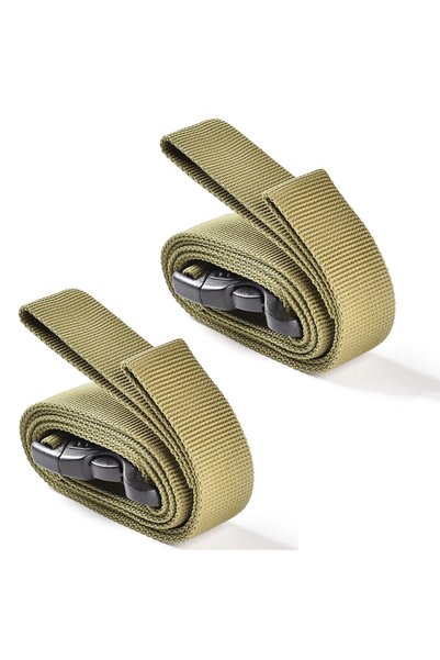 Choice 2PCS khaki Heavy Duty Nylon Luggage Straps with Buckle Durable Cargo T...