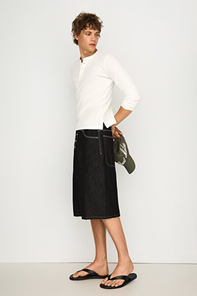 Bershka Barrel fit denim bermuda