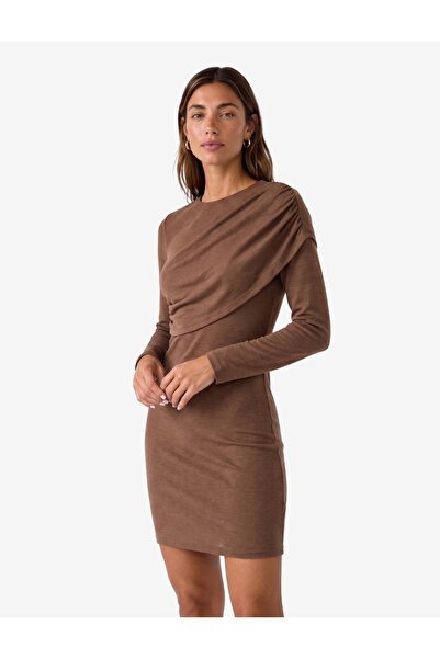 Koton Wool Blend Slim Fit Long Sleeve Draped Mini Dress