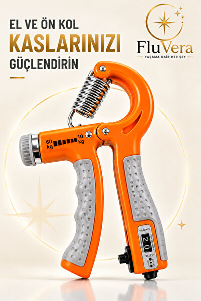 TURUNCU El ve Ön Kol Güçlendirici El Yayı 10-60 KG Ayarlanabilir Dijital Sayaçlı El Kavrama Egzersiz Aleti