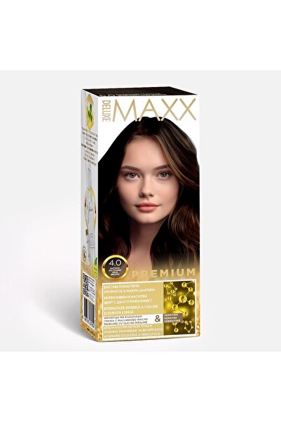 OEM Maxx Deluxe Vopsea de păr permanentă 4.0 Maro Castaniu, Formulă cu Ulei d...