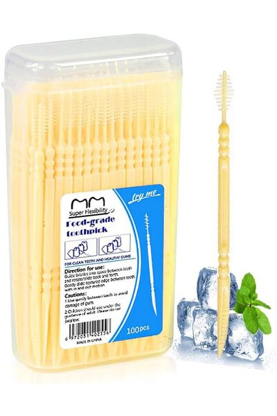 L&Wen 2-in-1 Double Head Interdental Toothpick Brush, Plastic Dental Floss Pi...