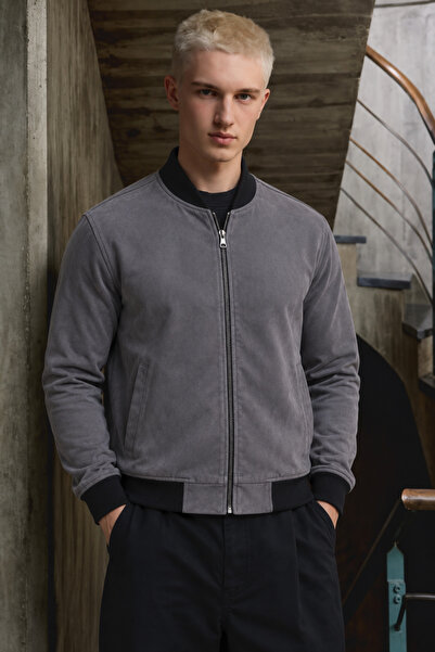 comstar Ανδρικό σουέτ μπουφάν με φερμουάρ, Casual Bomber SMOKED Jacket