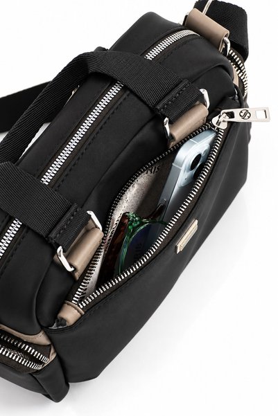 VIATOX Vx-1422 Women's Multi-Compartment Adjustable Crossbody Strap Hand and Shoulder Bag Black Vison