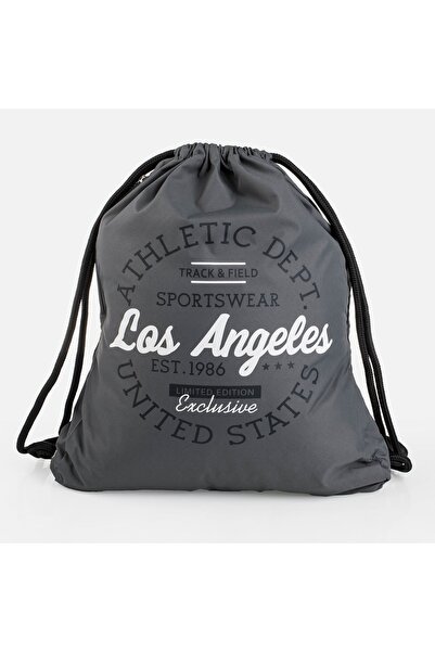 OEM Sac sport gri cu șnur 31x38cm cu imprimeu Los Angeles