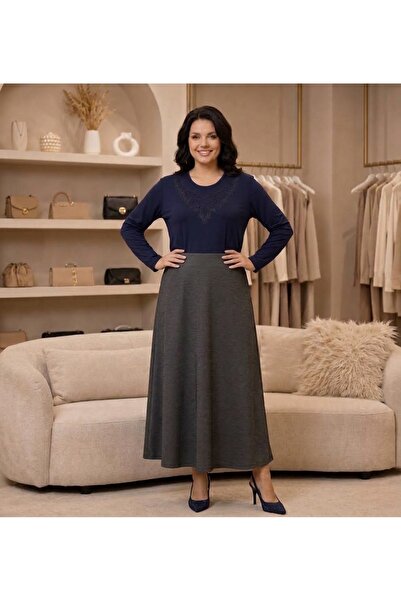 QYA Clothing تنورة قطنية ممشطة كبيرة الحجم من ANNE LASTİKLİ مصنوعة من قماش كر...