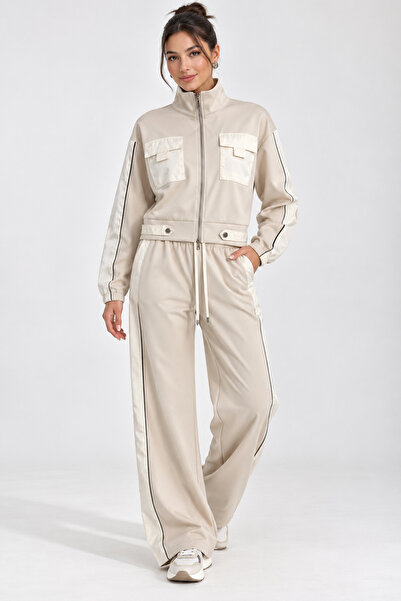 My Blog Stone Color Parachute Detailed Suit - T4221