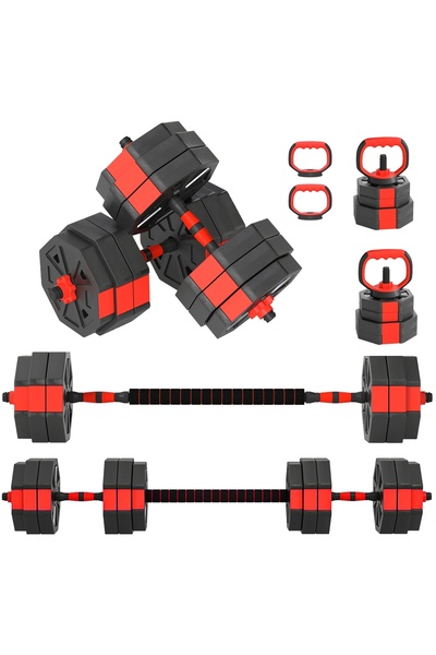 Generic Brand Set de gantere și haltere reglabile 6-în-1 (30 kg) pentru antre...