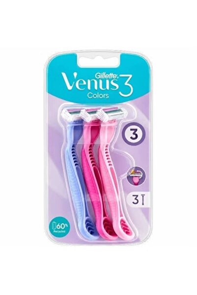 Gillette Venus 3 Colors Women's Razor, Pack of 3