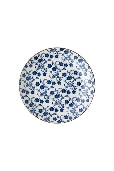 OEM Farfurie din Porțelan Alb cu Model Flori Albastre Ø19cm – pentru servire ...