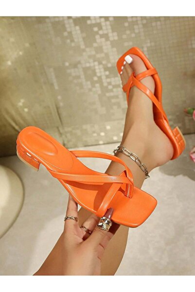 Sheya Clogs with heels, orange