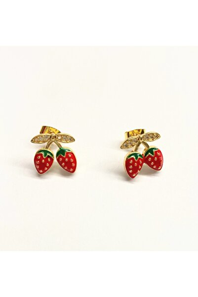 Amalfi Accessories Σκουλαρίκι φραουλίτσα από χειρουργικό ατσάλι