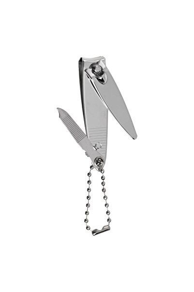 OEM Unghieră metalică argintie cu pilă și lanț 5.5cm